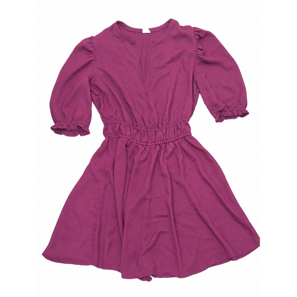 Melrose and Market Women's XXS Plum Long Sleeve Dress Smocked Waist Mini